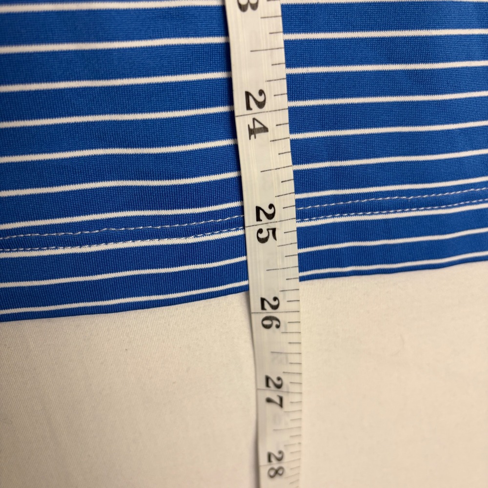 Peter Millar Womens M Blue Striped Quarter Zip Golf Pullover Polyester SPF - Picture 7 of 10
